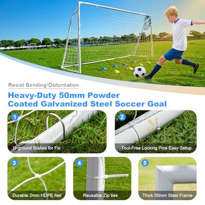Soccer Goals for Backyard Soccer Goal 12x6 Big 10x6.5 8x6 6x4FT Soccer Goals for Youth Adults and Kids Large Metal 2" Goal Post with Agility Ladder and Target Net Soccer Cones Practice Equipment - style: 6×4 FT