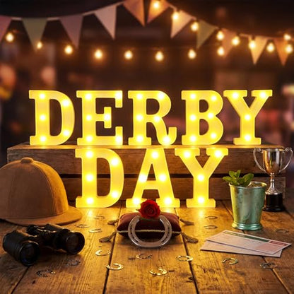 Aurelema Sukkot Large LED Letter Sign LED Lights, Derby Day, 8.27 Inches - color: Derby Day, size: 6.3 Inches