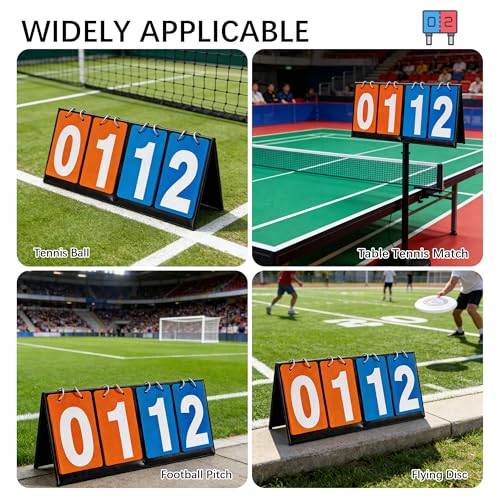 Portable Desktop Flip Scoreboard 4-Digit with 2 Premium Whistles & Mouthguards - Ideal for Basketball, Tennis, Badminton & Multi-Sport Scoring