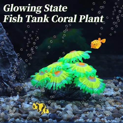 Fluorescent Aquarium Coral, Vibrant Glowing Effect, Fish Tank Decorations, Artificial Aquarium Accessories, Green