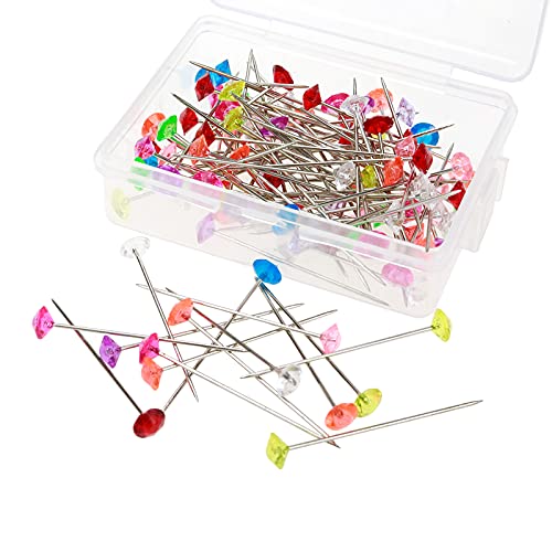 Colorful Sewing Pins, 38mm/1.5" Acrylic Diamond Head Pins - color: 6x38mm Colorful