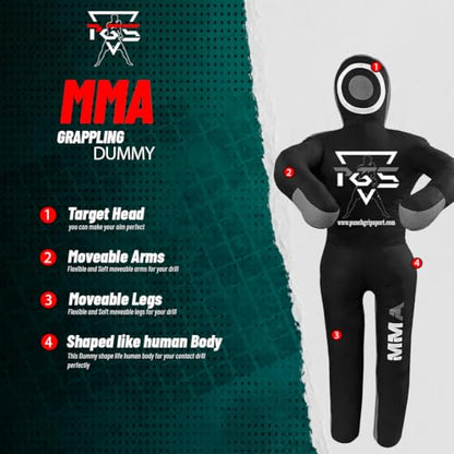 MMA Grappling Dummy Brazilian JIU Jitsu BJJ Punching Bag for Self Defense Wrestling Judo Karate Boxing Throwing Submission Standing Position - UNFILLED - color: Black Grey, size: 6FT / 70"