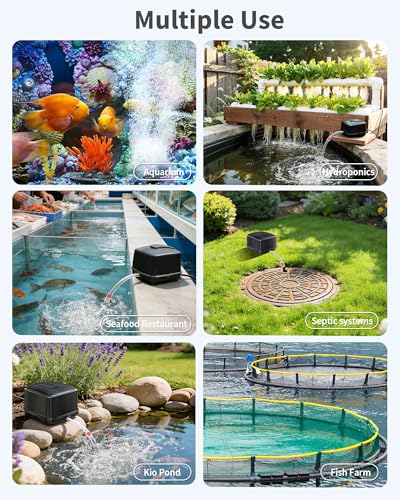 Pond Aerator, 640GPH High-Volume Pond Air Pump for 1000-3000 Gallon Ponds, Ultra-Quiet Septic Aerator IP65 Waterproof for Koi Pond, Water Garden, Fish Tank & Winter Ice Prevention P840