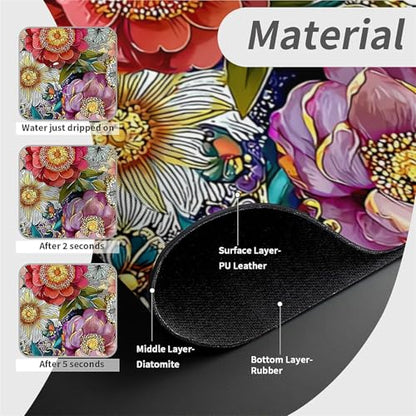 Kitchen Sink Splash Guard Flowers In 1 Faucet Mat Sink Gadgets Super Absorbent Fast Drying Mat Drip Catcher For Kitchen Bathroom Sink Mat Dish Drying Mat Bathroom 15" X 5.5" - color: Flowers in various colors-1