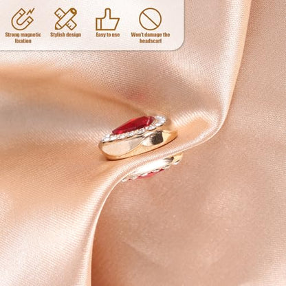 BOXOB 6 Pairs Multicolored Rhinestone Scarf Magnets, Hijab Pins for Women Scarves Niqab Muslim Islamic Hijab (Style 2) - style: 2