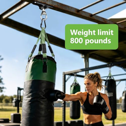 Heavy Duty Punching Bag Hanger with Boxing Bag Straps,180° +360° Rotation, Wall Ceiling Mount Hook for Heavy Boxing Bag, Weight Training, Aerial Yoga - color: Black&Silver