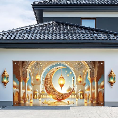 HOMETITUTE Ramadan Eid Mubarak Garage Door Cover Banner 13x6ft Polyester