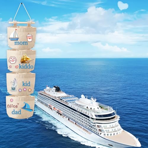 Klmnop Fish Extender with 4 Removable Pockets, Cotton Linen Hanging Organizer, Hanging Storage Bag for Cruise Travel Exchange Gifts(Khaki)