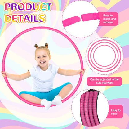 Poen 2 Pcs Detachable Hoop and Jump Rope Set Include 7.3 Ft Skipping Rope and 23 Inch Adjustable Exercise Hoop Gymnastic Fitness Exercise Gift Equipment - color: Rose Pink