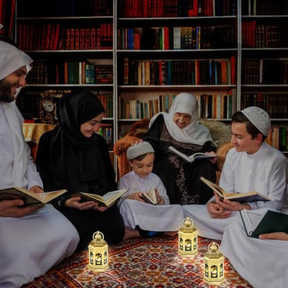 12pcs Gold Ramadan Lantern Lights, Ramadan Decorations, Mini EID Mubarak Candle Lanterns，Ramadan Decorations for Home, Table, wall رمضان للزينة ومصباح رمضان للزينة