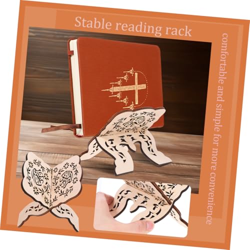 STOBOK Wooden Bible Book Stand Desktop Reading Holder for Quran and and Stable for Use Multi-Functional Display Rack - color: Beige