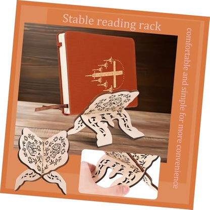 STOBOK Wooden Bible Book Stand Desktop Reading Holder for Quran and and Stable for Use Multi-Functional Display Rack - color: Beige