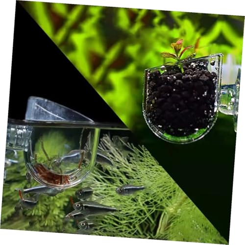 VOSAREA 2pcs Acrylic Fish Tank Feeder Cups with Suction Fish Food Holder for Aquarium Shrimp Feeding Supplies