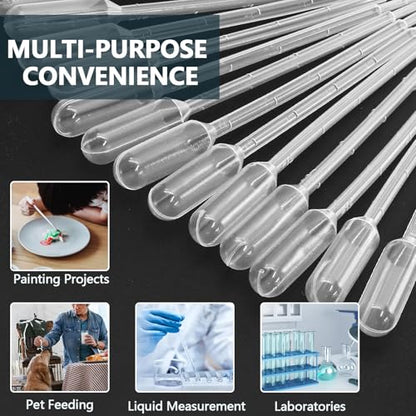 120Pcs 1ml Plastic Transfer Pipettes Dropper | Disposable, Water Droppers Pipette, For Oil, For Craft Lab Resin Paint - size: 1ml