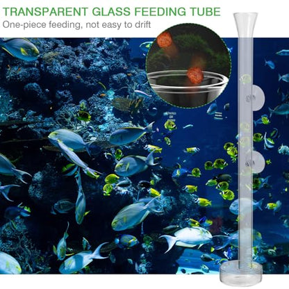 SHINEOFI Aquarium Fish Feeder Tube with Glass Feeding Dish 40cm Shrimp Feeder for Fish Tank Tools and Aquarium Shrimp Feeding