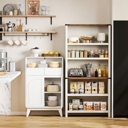 Kitchen Storage Cabinet, Buffet Cabinet with Doors and Adjustable Drawers, Modern Accent Sideboard Coffee Bar Cabinet for Living Room, Dining Room, Entryway, White - color: White