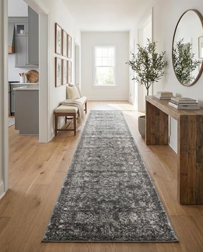 Rugs.com Oregon Collection Rug – 12 Ft Runner Gray Low-Pile Rug Perfect for Hallways, Entryways - color: Grey 6, size: 2'2" x 12' (Runner)
