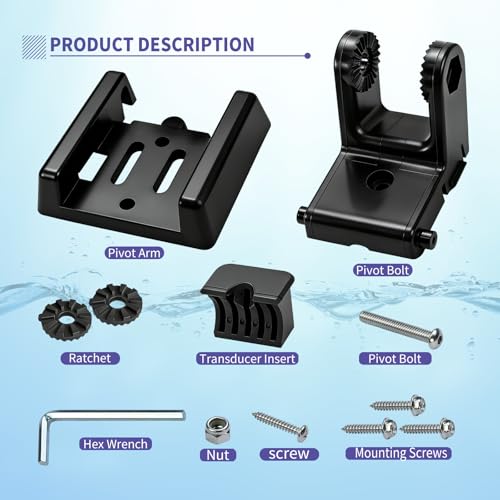 7400931 XNT Transducer Bracket Compatible with MHX XNT Transducer Mount | Transducer Mounting Plate Fits MHX XNT Model Transducers, Transom Mounting Hardware Kit, Vanshly