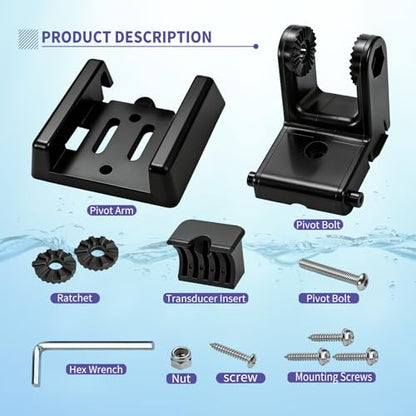 7400931 XNT Transducer Bracket Compatible with MHX XNT Transducer Mount | Transducer Mounting Plate Fits MHX XNT Model Transducers, Transom Mounting Hardware Kit, Vanshly