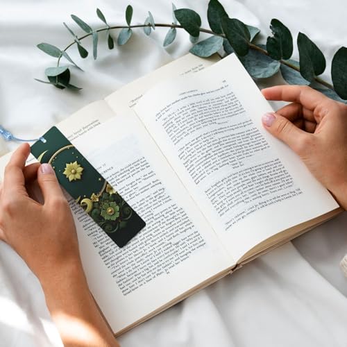 5 Pieces Wood Bookmark for Men Women Ramadan on Green Wallpaper Wooden Bookmarks Unique Handmade Book Marks with Tassel Pendant Craft Bookmark for Book Lovers Birthday Teachers Gift - color: Sky Blue