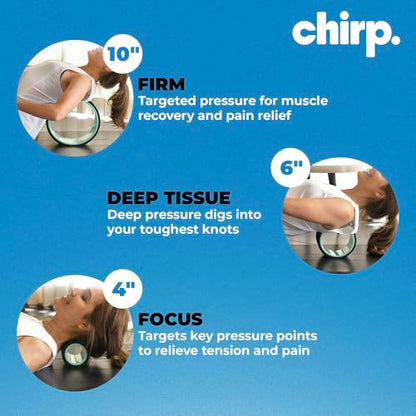 Chirp Wheel+ Foam Roller 3-Pack, Back & Neck Pain Relief, Mint | Back Roller Wheel Set, Foam Roller for Back Pain, Spine Decompression, 4/6/10 in, Neck and Muscle Recovery - size: 3 Pack