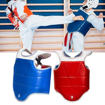 Taekwondo Chest Guard Breathable Polyester Adjustable Fit Training Gear Leather Taekwondo Protectors Perfect for Adults PU Martials Art Chest Guard Adjustable - size: Medium