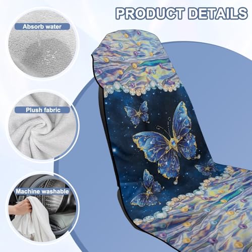 Butterfly Galaxy Print Car Seat Hoodie Towel Sweat Towels for Car Seats Multi-Purpose Towel Automotive Seat Covers with Storage Bag, 60 x 33 Inch, Easy to Install - color: Blue-Butterfly Galaxy