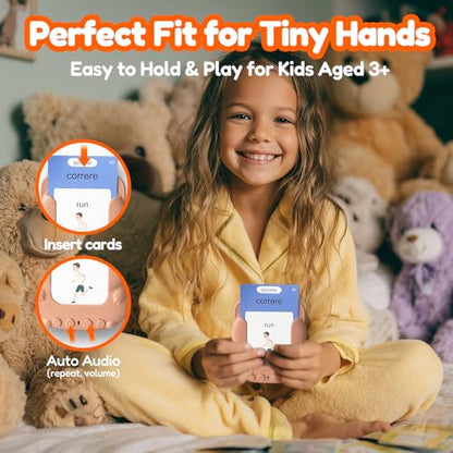 Talking Flash Cards Bilingual for Toddlers - Italian English Flashcards for Kids Adults, Test Mode, Pocket Speech Children, Interactive Vocabulary Learning, Audible Gifts Boy Girl (Italian) - color: Italian