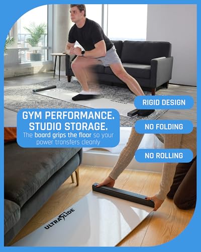 6ft & 5ft Slide Board for Exercise - Solid One-Piece Hockey Slide Board with Booties & Polish - Indoor Skating Trainer for Rehab, Mobility, Conditioning & Home Workouts - Non-Slip Grip Pads
