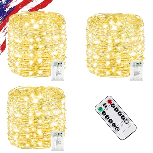 3 Pack Fairy Lights Battery Operated Twinkle Lights Remote Warm White - color: Warm White, size: 3PK 180LED With Remote