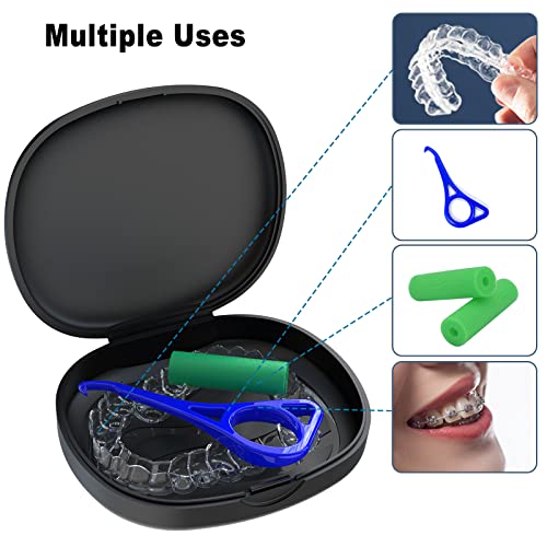 BVN 2PCS Retainer Case Denture Case - Slim Orthodontic Dental Case for Mouth Guard, Teeth Aligner & Night Guard - Black Storage Holder