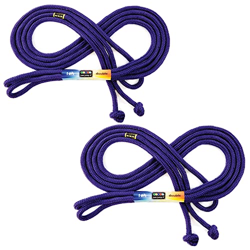 Just Jump It 16' Foot Jump Rope 2 Pack - Long Jump Ropes for Double Dutch - Outdoor Jump Ropes for Kids and Adults to Play Family Games & Exercise - color: Purple
