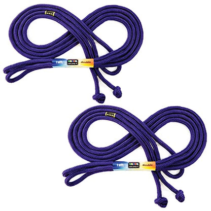 Just Jump It 16' Foot Jump Rope 2 Pack - Long Jump Ropes for Double Dutch - Outdoor Jump Ropes for Kids and Adults to Play Family Games & Exercise - color: Purple