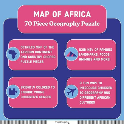 Mudpuppy Map of Africa – 70 Piece Geography Puzzle with Country-Shaped Pieces and Iconic Landscapes Cultural Items and More - style: Map of Africa