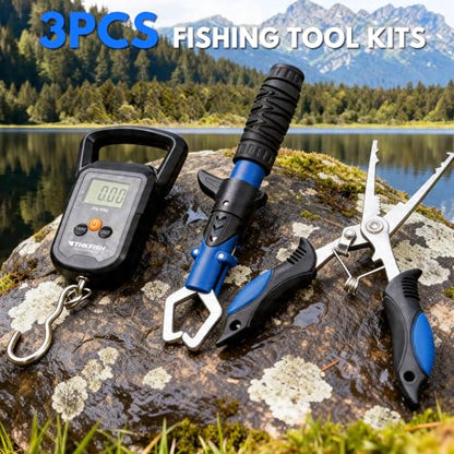 THKFISH Telescoping Fishing Rod and Reel Combo with Backpack, Carbon Fiber Travel Fishing Pole Spinning Reel Kit with Fishing Lures, Fishing Tools Kit for Men - color: Khaki Backpack With Fishing reel & rod, size: 1.8M 5.9FT