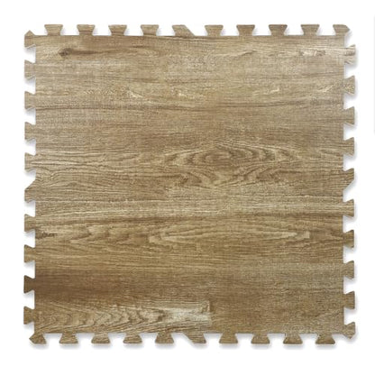 100 Sq. Ft 3/8 Inch Thick Printed Foam Tiles Interlocking Foam Mat, Natural Brown Wood Grain Style Print, (24"x24", 25 pcs), Protective Flooring for Home, Exercise or Trade Show - color: Natural Brown