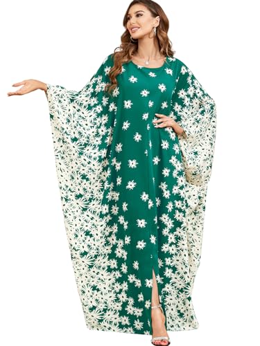 Qianliniuinc Women Muslim Maxi Dress Abaya - Lady Long Sleeve Maxi Dress Dubai Gown Jalabiya One Size - color: Green a