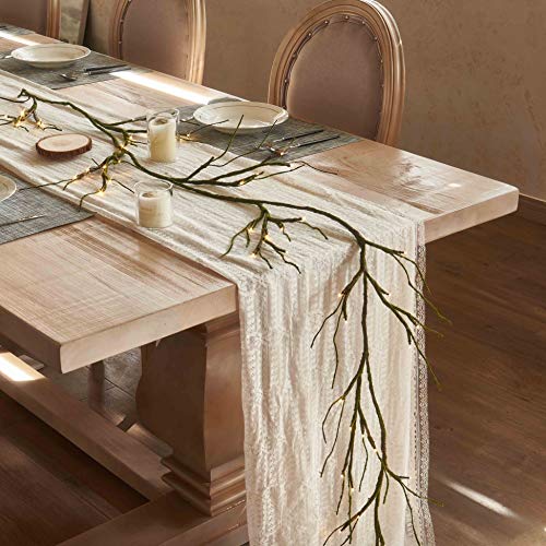 Hairui Mossy Garland Lights 6FT 48 LED Battery Operated Lighted Twig Vine with Timer for Halloween Christmas Party Decoration Indoor Outdoor Use - color: Green Moss