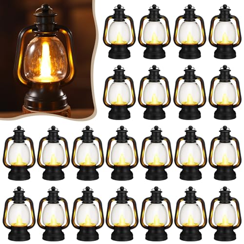 Ferraycle 24 Pcs Mini Lanterns Bulk 6 Inch Black Lamp Table Centerpieces - color: Black, size: 6 Inch