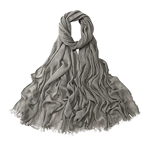 Txameru Hijab Scarf for Women - Muslim Rayon Crinkle With Fringe Edge - color: Olive Haze