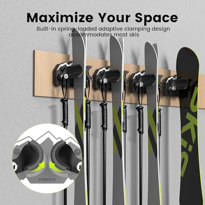 Hikeen Ski & Snowboard Wall Mount,Fits Any Ski or Snowboard, Ski Wall Rack Non-Slip Storage for Garage Organization,Space-Saving Winter Gear Organizer,1 Pack - size: 1 pack