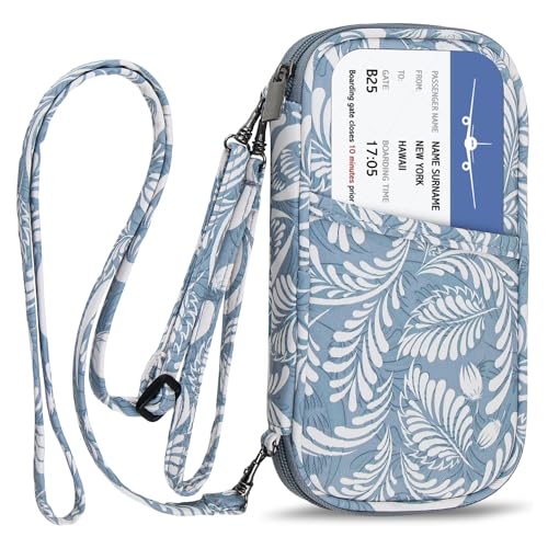 RFID Family Passport Wallet Holder Waterproof, Travel Document Organizer Credit Card Clutch Bag for Men Women (RFID Leaf) - color: RFID Leaf