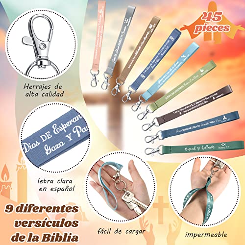 45 PCS Christian Keychains Bulk - color: Spanish