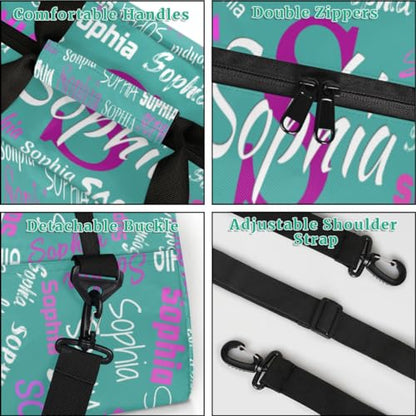 Custom Name Sports Dance Duffel Bag, Perform Bag, Dark Turquoise Blue | Personalized Gym Cheerleading Carry-On Fitness Travel Weekender Tote - color: Color 10