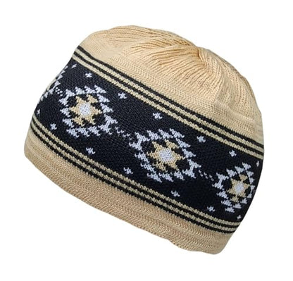 Set 2 PCS Muslim Beanies Kufi Hat for Men AMN-225B Skull Cap Islam Taqiyah Takke Eid Ramadan Gift - color: Color H