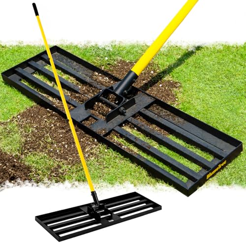 Lawn Leveling Rake, 30"x10" Heavy Duty Sand Leveling Tool with 7FT Long Handle, Steel Golf Rake for Soil, Compost, Gravel, Lawn Leveler for Yard, Garden, Golf Course, Landscaping Level Tool - style: 7FT 30"x10"