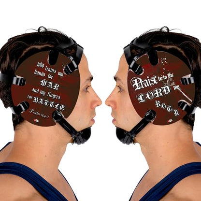 Wrestling Headgear with Ear Protection & Chin Cup Adjustable Lightweight Head Guard for Competition & Practice – Durable Protective Wrestling Ear Guard for Youth & Adult Athletes - color: Psalm 144 Red