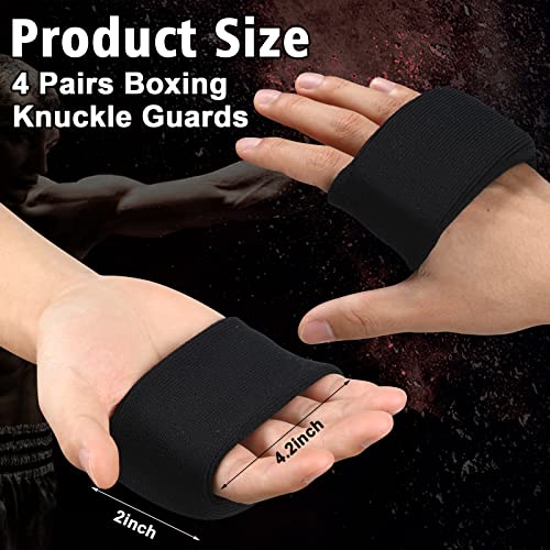 4 Pairs Knuckle Guards for Boxing Gel Hand Guard Protection Knuckle Pads for Under Hand Wraps Muay Thai Kickboxing MMA Combat Sports Men Women - color: Black White