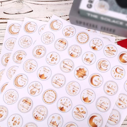 420pcs Eid Mubarak Stickers, 3.8cm/1.5in Round Self-Adhesive Ramadan Islamic Muslim Stickers Ramadan Kareem Labels for Party Favors Gift Wrapping & Celebration Decor Supplies