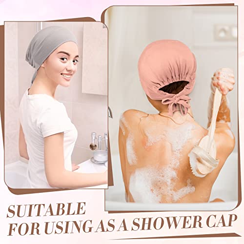 4 Pieces Women Under Scarf Hat Hijab Cap Islamic Muslim Under Scarf Turban Beanie Cap - color: Pink, Brown, Light Grey, White, size: One Size